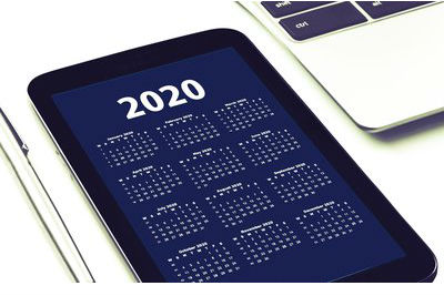 Tablet z kalendarzem na 2020 rok
