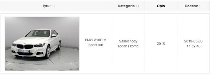 Widok fragmentu ogłoszenia poleasingowego na FmLeasing.pl
