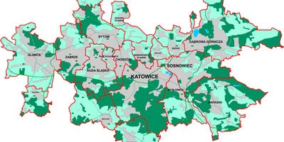 Leasing na Górnym Śląsku mapa konurbacji górnośląskiej