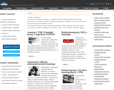 Wygląd strony głównej FmLeasing.pl w 2010 roku