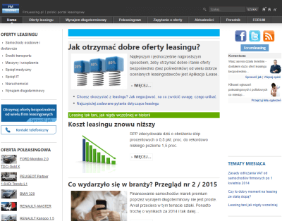 Wygląd strony głównej FmLeasing.pl w 2015 roku