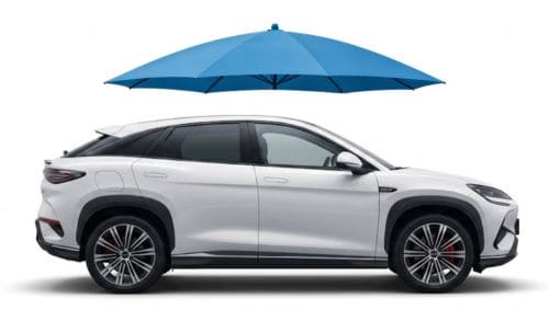 GAP na BYD na FmLeasing.pl BYD z parasolem ochronnym symbolizującym ubezpieczenie GAP