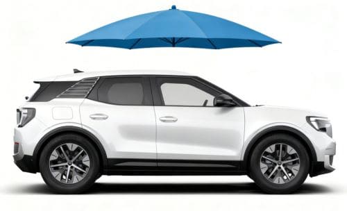 Ford z parasolem ochronnym symbolizującym ubezpieczenie GAP