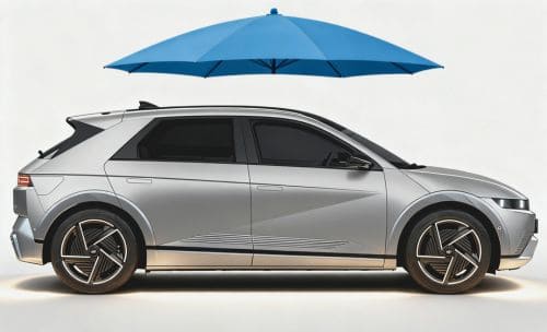 Hyundai z parasolem ochronnym symbolizującym ubezpieczenie GAP