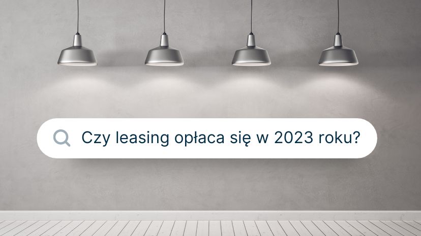 Szkic ukazujący 4 lampy oświetlające okienko wyszukiwarki z napisem Czy leasing opłaca się w 2023 roku?